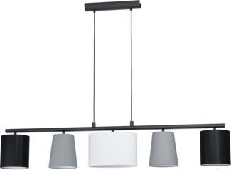Eglo 98588 Pendelleuchte ALMEIDA 1 schwarz, grau, weiß E14 5X25W L:120cm B:25,5cm H:110cm dimmbar