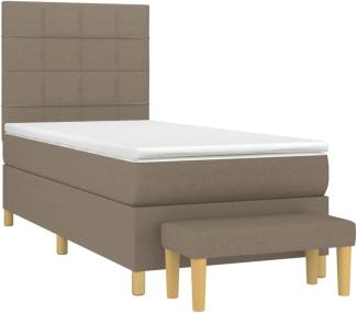 vidaXL Boxspringbett mit Matratze Taupe 90x200 cm Stoff 3137129