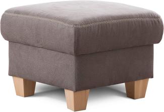 Cavadore Hocker Wisconsin / Sofa-Hocker, Sitzhocker, bzw. Fußbank mit Stauraum im Landhausstil / Holzfüße in Buche / Mikrofaser / Größe: 58 x 45 x 58 cm (BxHxT) / Farbe: Grau