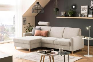 Traumnacht Limoux Sofa 2-Sitzer mit Recamiere, rechts und verstellbarer Kopfstütze, beige, produziert nach deutschem Qualitätsstandard