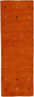 carpetfine Wollteppich Gabbeh Uni, reine Wolle, Orange, 60x180 cm, rechteckig