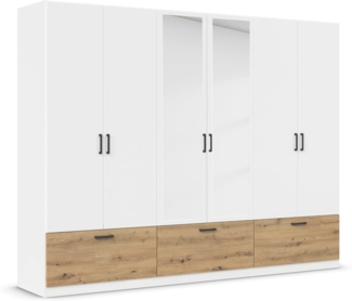 rauch Drehtürenschrank Kleiderschrank Schrank Garderobe Wäscheschrank BARI mit Spiegel mit Schubkästen und modernem Griff in Graumetallic MADE IN GERMANY