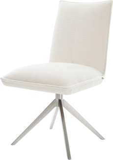 Drehstuhl Lelio-Flex Bouclé Soft Beige Kreuzgestell breit Edelstahl 360° drehbar Wippfunktion Taschenfederkern