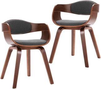 vidaXL Esszimmerstühle 2 Stk. Bugholz und Grau Stoff 287389