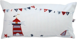 Kissen mit Leuchtturm, blau, 40x20 cm