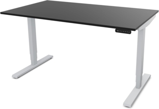 ASSMANN Elektrisch höhenverstellbarer Schreibtisch Y-Line 120x70cm Schwarz Weißaluminium Metall Holz Melaminoberfläche