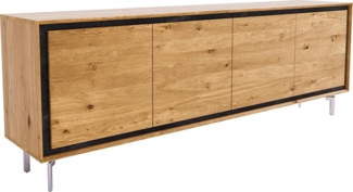 Sideboard Stonegrace 200 cm Eiche Natur 4 Türen Fuß Oval Edelstahl gebürstet