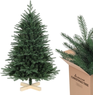 Salcar Künstlicher Weihnachtsbaum Weihnachtsbaum Künstlich Tannenbaum Christbaum mit Holzständer PE PVC, Nordmanntanne, 150 cm mit 980 PE-Zweigen und 544 PVC-Zweigen