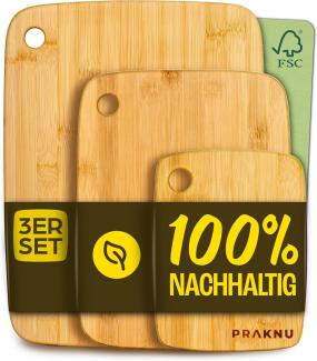 Praknu Schneidebrett Schneidebrett 3er Set aus Holz, Bambus, (3er-Set, 3-St), Größen