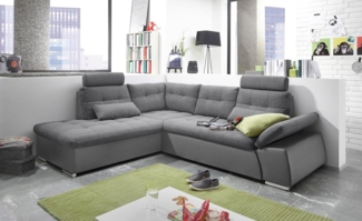 Ecksofa JAK Couch Schlafcouch Sofa Lederlook dunkel grau Ottomane links L-Form