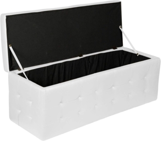 Dmora Pouf-Behälter aus Kunstleder, Farbe Weiß, 140 x 47 x 45 cm