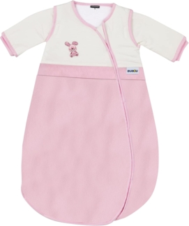 Gesslein 772168 Bubou Babyschlafsack mit abnehmbaren Ärmeln: Temperaturregulierender Ganzjahresschlafsack für Baby/Kinder Größe 90 cm, rosa mit Häschen