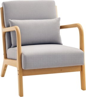 HOMCOM Relaxsessel mit Armlehne, Lendenkissen (Polstersessel, 1-St, Loungesessel), für Schlafzimmer, Wohnzimmer, Grau