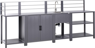 Outdoor-Küche 4er Set mit Spüle VIGGIANO Metall Grau