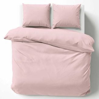 Cotton Castle Bettwäsche Bettgarnitur Bettbezug 100% Baumwolle 135x200 155x220 200x200 200x220, Farbe:Rosa, Größe:155x220 cm