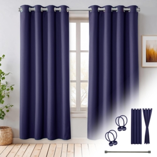 Cozyor Verdunkelungsvorhang Set mit 2x Vorhang + 2x Magnethalter + wahlweise mit Stange, Ösen (2 St), verdunkelnd, Mikrofaser Polyester