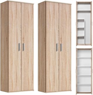 mokebo® Mehrzweckschrank Set 2-teilig 'Die Allzweckwaffe', Schrank-Set mit Aktenschrank & Besenschrank in Sonoma Eiche BZW. Braun, auch als Moderne Wohnwand
