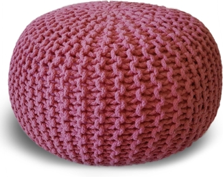 casamia Pouf Ø 55 o. 45 cm Sitzpouf Strickhocker Sitzpouf Bodenkissen nachhaltig Grobstrick Optik Größe ø 45 cm, Farbe pink