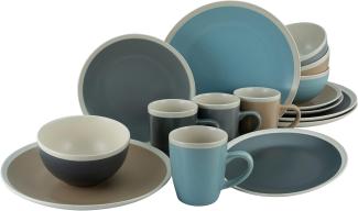 CreaTable 23439 Kombiservice Nordic Living cool für 4 Personen, Steinzeug, mehrfarbig (1 Set, 16-teilig)