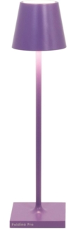 Zafferano, Poldina Micro Lampe, Kabellose, Wiederaufladbare Tischlampe mit Touch Control, Geeignet für Wohnzimmer und Außenbereich, Dimmer, 2200-3000 K, Höhe 27,5 cm, Farbe Blaulila