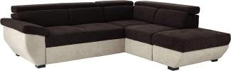 Mivano Schlafsofa Speedway / Moderne Eckcouch mit Schlaffunktion, Stauraum und verstellbaren Kopfteilen / 262 x 79 x 224 / Zweifarbiger Bezug, platinum/mud