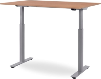 120 x 60 cm WRK21® SMART - Elmau Buche / Grau elektrisch höhenverstellbarer Schreibtisch