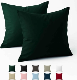 Kissenbezug 80x80 Baumwolle Renforcé (2er-Set) - Grün - Dicht gewebt mit 57 Fäden/cm² - Kissenbezug 80x80 cm - Oeko Tex Zertifiziert - Dreamzie