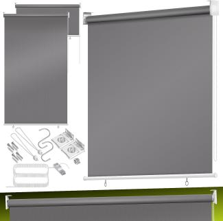 KESSER® Senkrechtmarkise Vertikalmarkise Balkonmarkise Sichtschutz Sonnenschutz Seitenrollo Beschattung , Balkonrollo Stabil und wetterbeständig, für Balkon, Terrasse, Garten Grau, 100x240cm