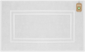 Lavea Badematte Bali, Höhe 3 mm, rutschhemmend, beidseitig nutzbar, strapazierfähig, fußbodenheizungsgeeignet, waschbar, schnell trocknend, Bio-Baumwolle, rechteckig, hochwertiger und nachhaltiger Premium Duschvorleger – saugstarke Faser