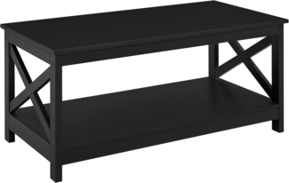 Yaheetech Couchtisch Kaffeetisch mit 2 Ablagen Sofatisch X-Form Stütze Wohnzimmertisch aus Holz Einfacher Aufbau Moderner Beistelltisch für Wohnzimmer/Balkon/Büro, 100 x 50 x 45 cm Schwarz