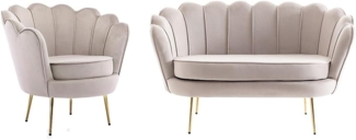 Vente-unique - Couchgarnitur Muschel 2+1 - Samt - Graubraun - DANDELION