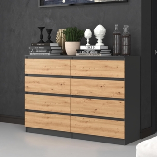 Home Collective Kommode Highboard Sideboard für Flur Schlafzimmer Wohnzimmer (Perfekt für Wohnzimmer, Schlafzimmer oder Esszimmer), mit 8 Schubladen, Breite 140 cm Höhe 97, Anthrazit Artisan