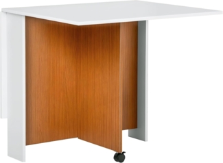 HOMCOM Klapptisch Mobiler Tisch, mit Rollen, Holz, 120 x 80 x 73 cm (LxBxH), Weiß