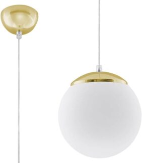 Pendelleuchte, Weiß, Gold, Stahl, H 80 cm