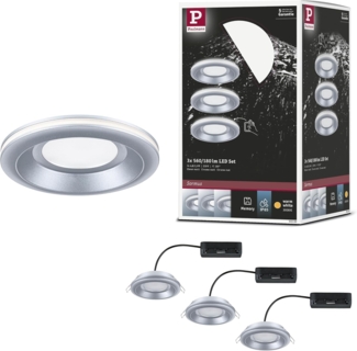 Paulmann 92250 LED Einbauleuchte Sormus 10cm 3er-Set IP65 rund chrom