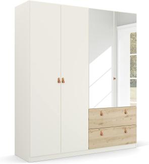 Rauch Möbel Homey by Quadra Spin Schrank Drehtürenschrank, Weiß, 4-trg. mit Spiegel, inkl. 2 Kleiderstangen, 2 Einlegeböden, 2 Schubkästen, BxHxT 181 x 210 x 54 cm