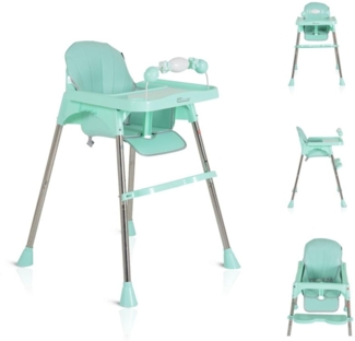 Moni Kinderhochstuhl Century, Spielzeug, Tablett verstellbar, Gurt, Fußstütze grün