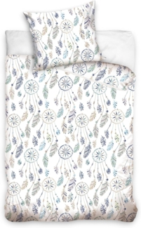 MTOnlinehandel Bettwäsche Winterbettwäsche Traumfänger 135x200 + 80x80 cm, Winter Plüsch Teddy, Coral Fleece, 2 teilig, Teenager, Partnerbettwäsche kuscheliger als Biber Flanell