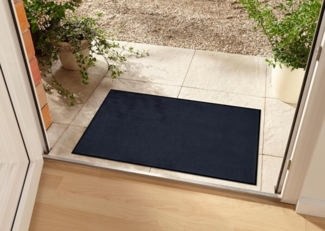Teppich Boss waschbare In- & Outdoor Fußmatte Uni einfarbig - schwarz - 40 x 60 x 0,7 cm