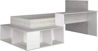 Vente-unique - Kombi-Bett mit Stauraum und Schreibtisch - 90 x 200 cm - Naturfarbe und Weiß - RIGALI