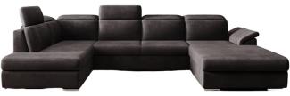 Designer Sofa Emiliano mit Schlaf- und Klappfunktion Samt Dunkelbraun Rechts