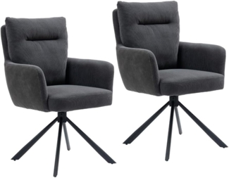 WOLF MÖBEL Esszimmerstuhl SEBA Drehstuhl Stefan 180° anthrazit, 2er SET (60 x 67 x 95), SEBA Drehstuhl Stefan 180° anthrazit, 2er SET