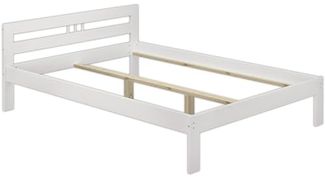 Erst-Holz Einzelbett weiß Bettgestell Kiefer massiv 120x200 Futonbett ohne Rollrost 60. 64-12 W oR