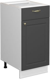 Vicco Küchenschrank Küchenmöbel Fame-Line Landhaus Küche Einbauküche Küchenzeile Blende Unterschrank Hochschrank Hängeschrank (Weiß-Anthrazit-Gold, Schubunterschrank 40 cm)
