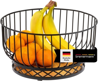 bremermann Obstschale Obstkorb, Obstschale rund, Ø ca. 28,5 cm, schwarz matt, Bambusboden