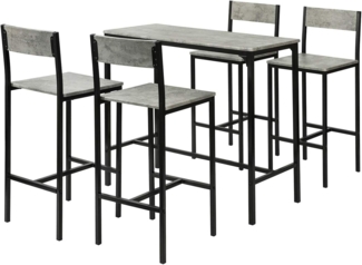 SoBuy Bartisch OGT14, Bartisch Set 5-teilig Sitzgruppe Esstisch Bistrotisch mit 4 Hockern