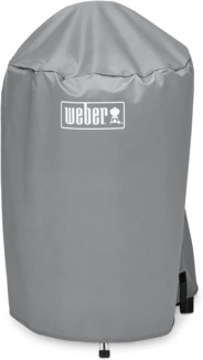 Weber Grillabdeckhaube für Ø 47cm Holzkohlegrills, atmungsaktiv UV- & wasserbeständig, Schutz for Wind & Wetter, mit Klettverschluss zum Befestigen, Tragbar & leicht, Grillcover - Grau (7175)