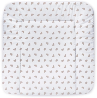 Balbina® Wickelunterlage aus Baumwolle weiche Wickeltischauflage für Wickelkommoden waschbar 60x70 I Graue Herzen