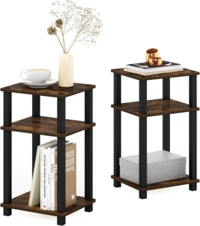 Furinno Nur Beistelltisch, Holz, Bernsteinkiefer/Schwarz, 2er-Set