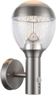 LED Wandlampe, Edelstahl, Bewegungsmelder, H 31,7 cm, CALLISTO